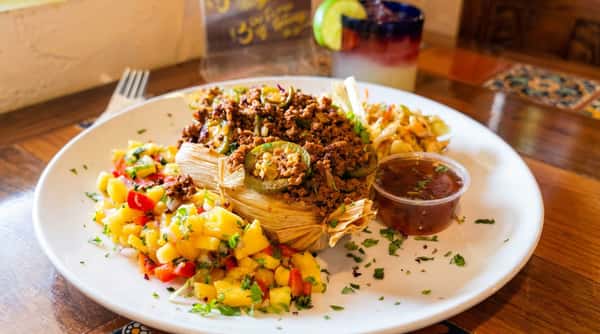 Tamale with salsa