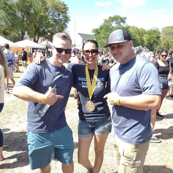 Owners Mike & Sandra Krail with brewmaster Blue Sky
