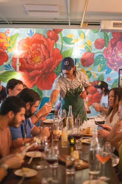 Employee serving full table at Lucinda