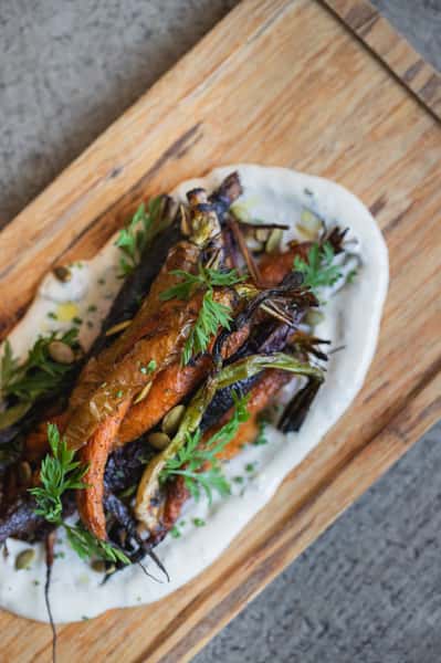 Seafood dish on a cutting board