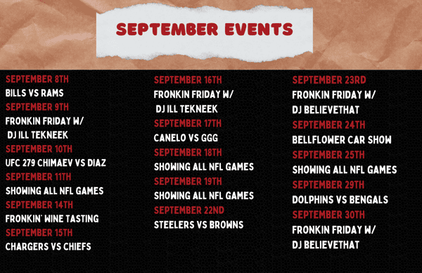 Fronk’s September Events