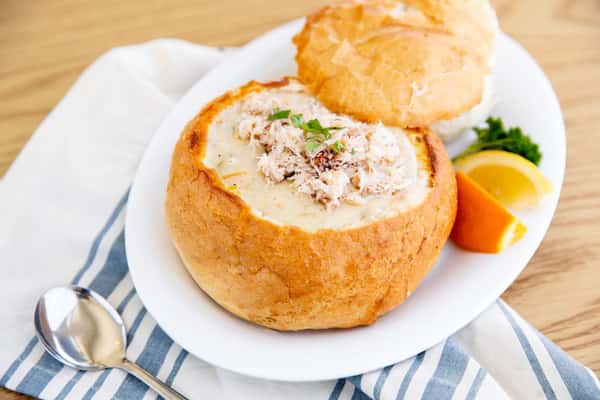 bread bowl with crab