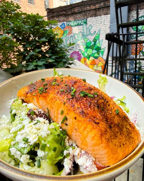 Greek Salad with Salmon