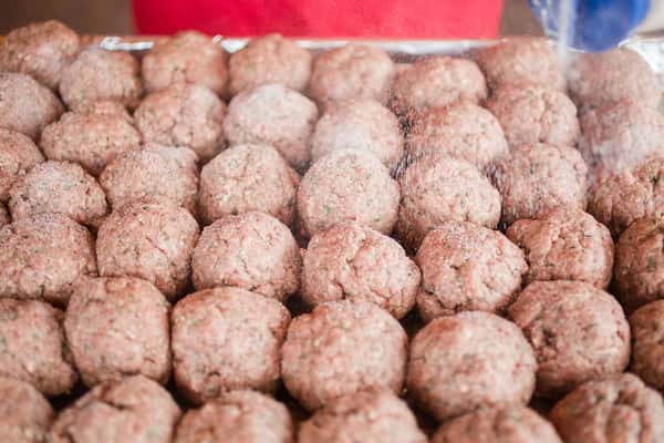 fresh raw homemade meatballs