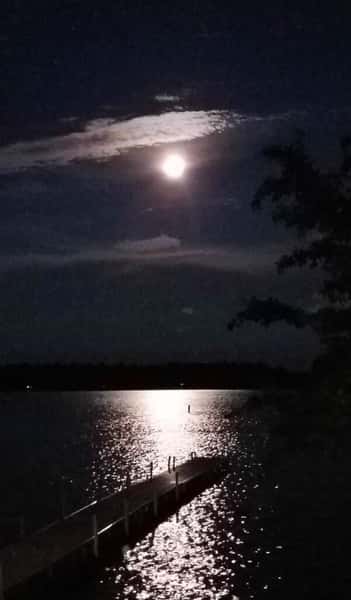 moon over lake.