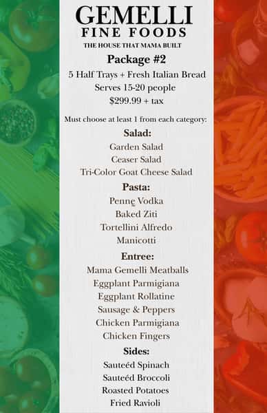 Gemelli Catering Package # 2