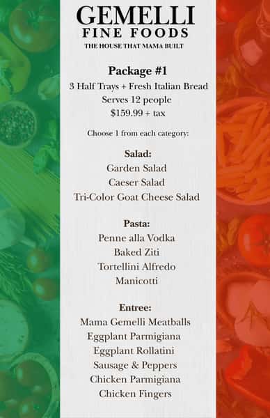 Gemelli Catering Package #1