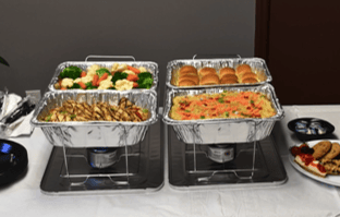Food in disposable racks