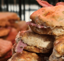 Cheddar Herb Biscuits with Sliced Country Ham