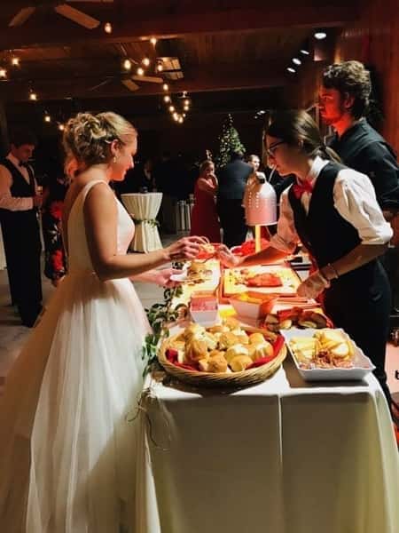 Bride being served