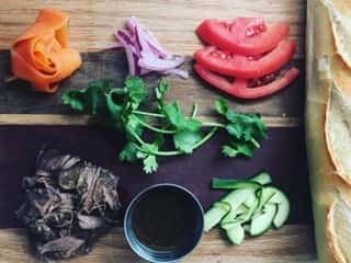 assortment of ingredients chopped up on a table