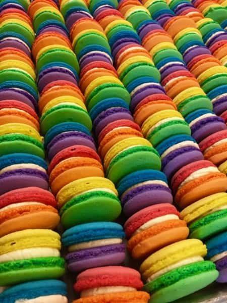 Assortment of flavored macaroons on a tray