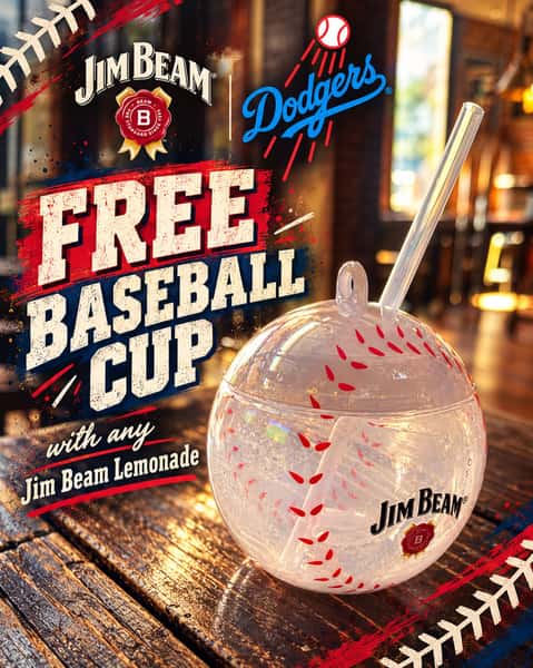 Watch the Dodgers take on the Braves today at 1pm and get a free Jim Beam Baseball Cup with every Jim Beam Lemonade purchase. While supplies last.

GO #dodgers