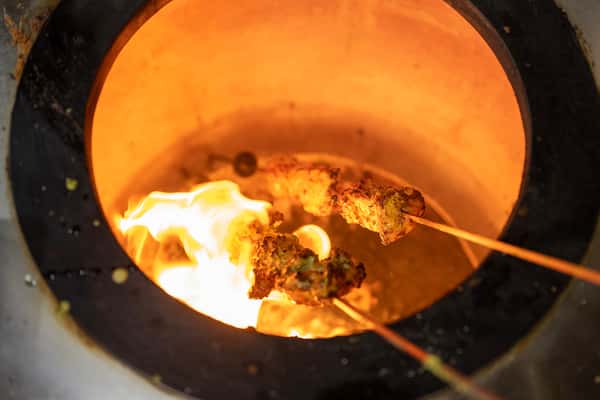 Skewers in a tandoori oven