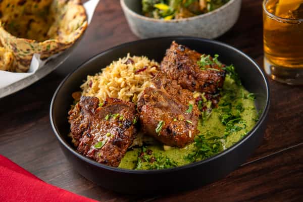 Food in a black dish