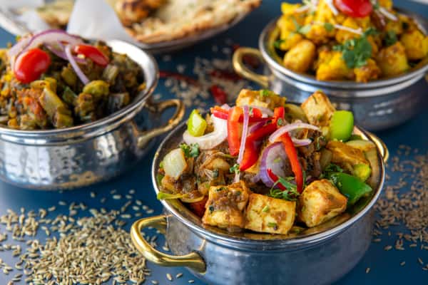 Bowls of Indian food