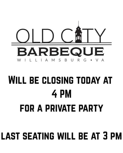 We will be closing at 4pm today for a private party!

Last seating will be st 3pm!

Thanks!