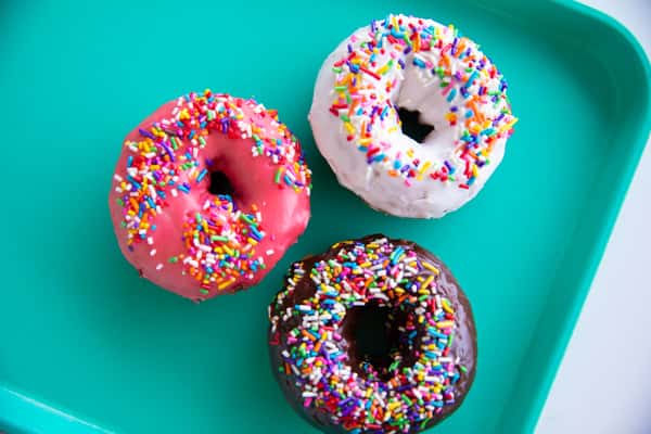 Cake Donuts with rainbow sprinkles