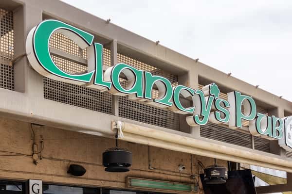 Clancy's Pub exterior signage displayed above the restaurant entrance.
