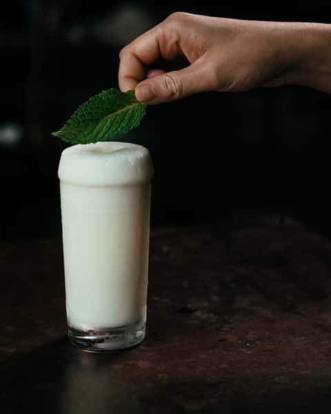Wild June gin, white chocolate, yoghurt, mint, citrus, and soda