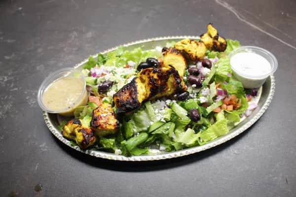 Chicken Over Greek Salad
