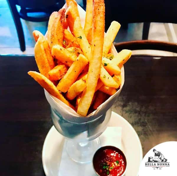 A serving of golden crispy fries