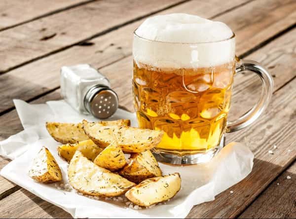 Beer and potato wedges