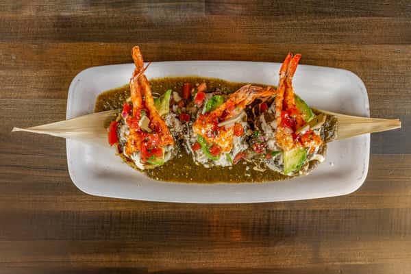Sweet Corn Tamale Cakes with Shrimp and Lump Crab