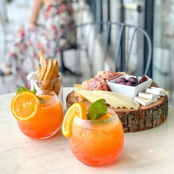 two drinks and cheese