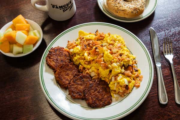PASTRAMI SALMON, EGGS & ONIONS