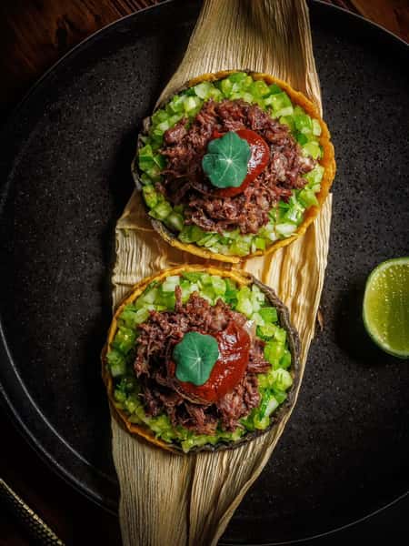 Mixed meat and sauce dish served on a platter