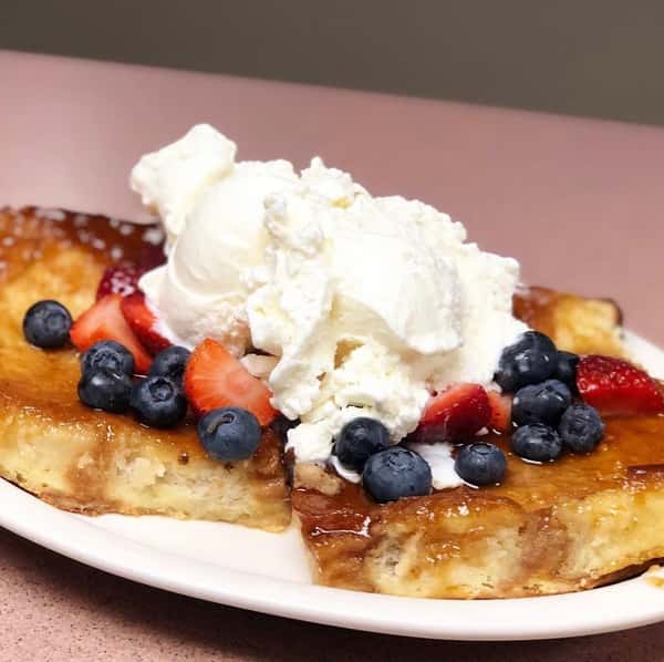pancakes with strawberries, blueberries and ice cream 3