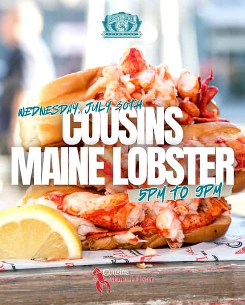 We’re eatin’ good tonight 🔥 — @cousinsmainelobster will be onsite serving up their delicious menu from 5pm to 9pm! Lobster Rolls, Tacos, Tots - you name it 🦞
Plus, sip on one of our two-step combos for $6 (beer + shot special) 🍻