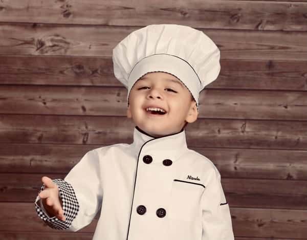 child in chef jacket
