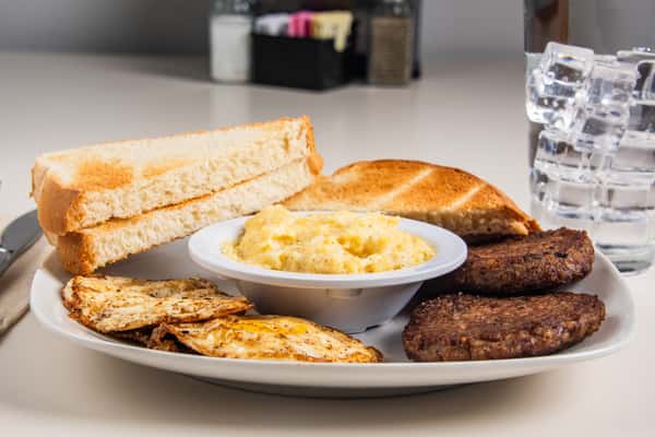 Egg and Sausage Cheesy Grits and Toast
