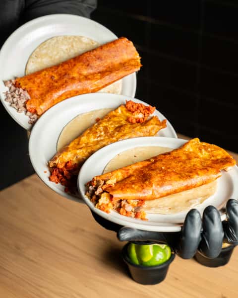 Three plates of food