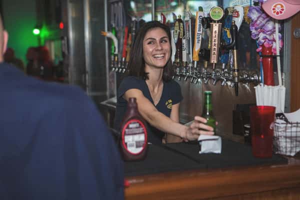 girl serving beer