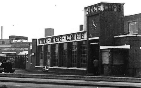 vintage photo of ace cafe exterior