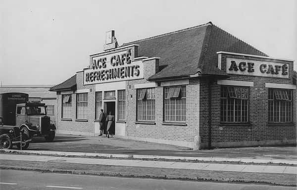 vintage photo of ace cafe exterior