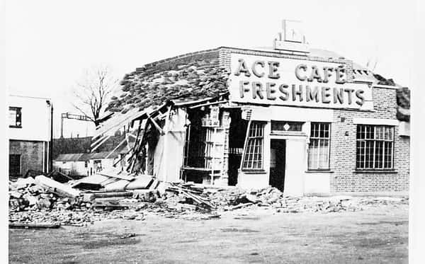vintage photo of ace cafe exterior