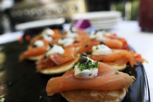 smoked salmon on circular bread