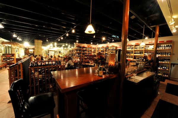 walls lined with wine bottles
