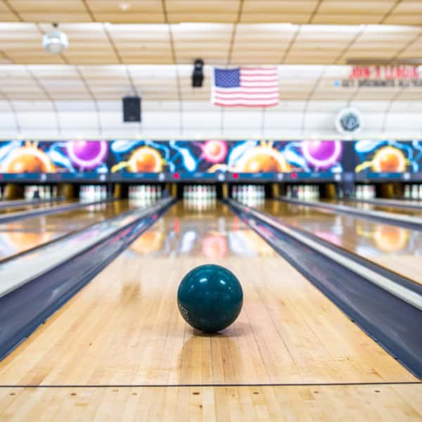 bowling ball rolling down the lane