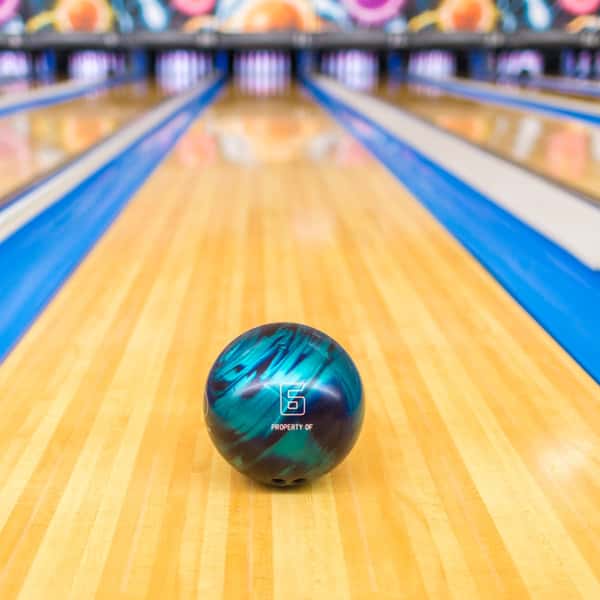 bowling ball rolling down the lane