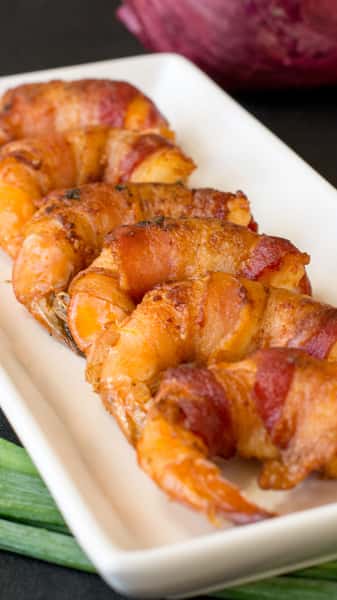 Grilled bacon wrapped shrimp (6 Pcs)