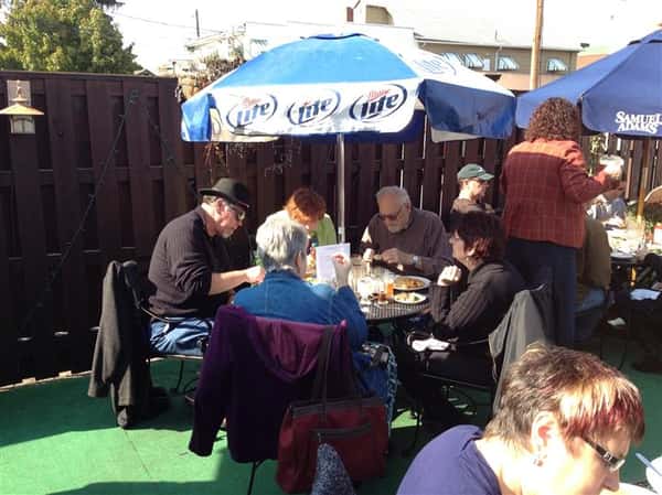 People sitting at a table at the patio