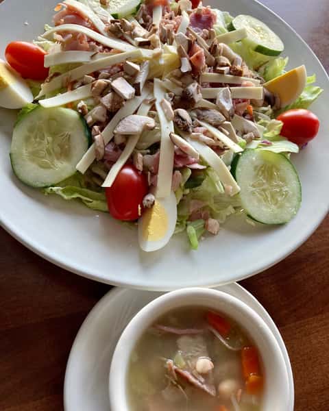 Weekly Salad Special—Mini-Chef Salad with Ham and Bean Soup