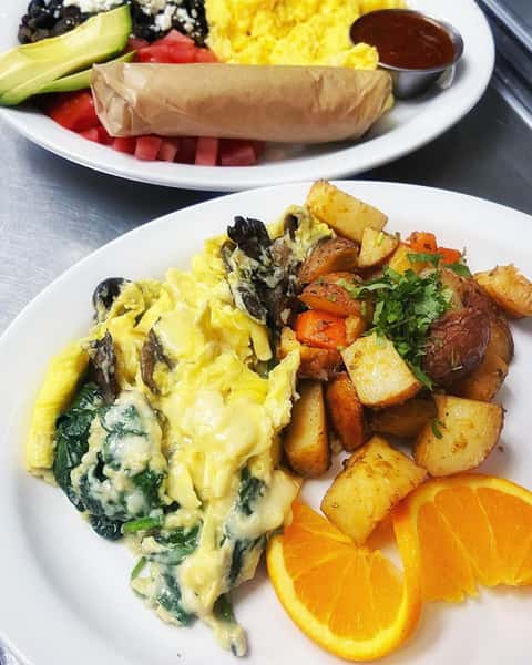 salad with egg and fruit