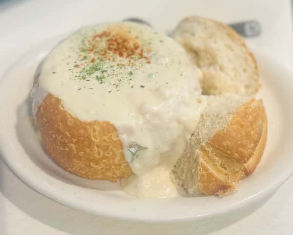 New England-Style Chowder in Bread Bowl