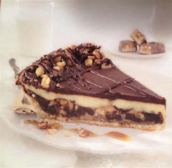 Pie slices topped with chocolate